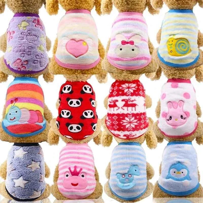 Cartoon Fleece Pet Cat Clothes Winter Warm Pet Dog Vest Puppy Cat Sweater Dog Clothes For Small Dogs Cats Coat Jacket Pet Outfit