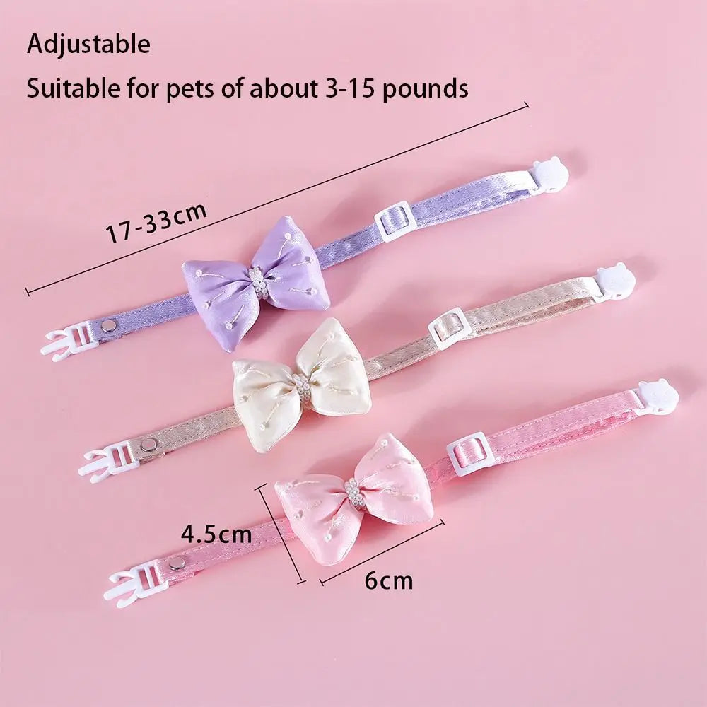 High Quality Heart Pendant Pet Collar Bowknot Durable Pet Supplies Adjustable Solid Color Cats Bow Tie Pets Accessories
