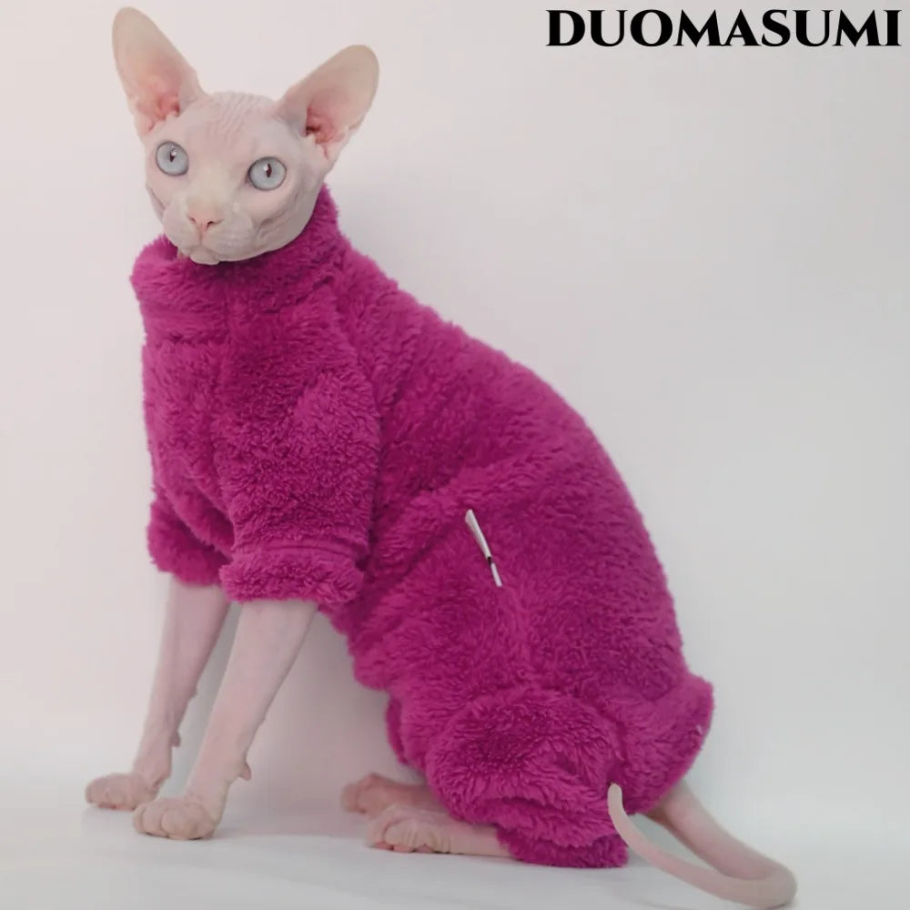Winter Warm Sphynx Cat Clothes Four Legs Outfit for Hairless Cats Sizes for Devon Rex Abyssinian Cornish - Play Paws Toys