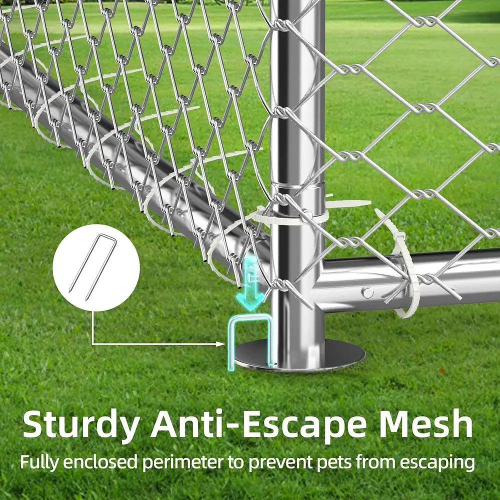 Large Outdoor Dog Kennel - Heavy Duty Enclosure with Waterproof Cover and Security Lock (93x93x63in)