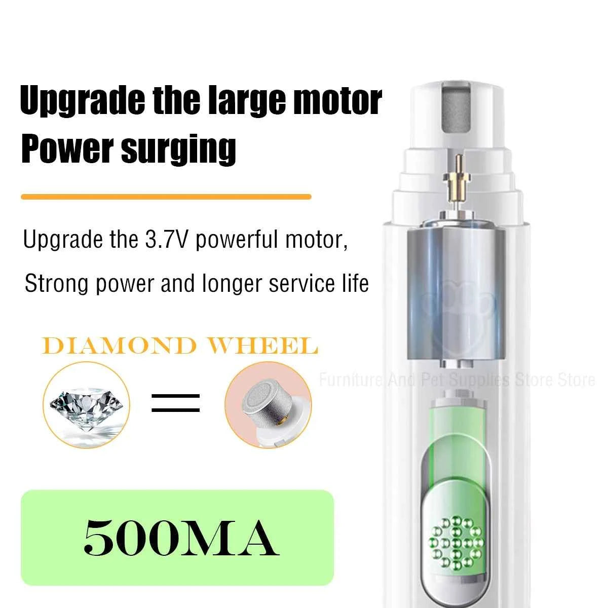 Electric Dog Nail Grinder Pet Nail Clipper USB Rechargeable Pet Nail Trimmers Painless with Polisher Wheel for Small/Large Pets