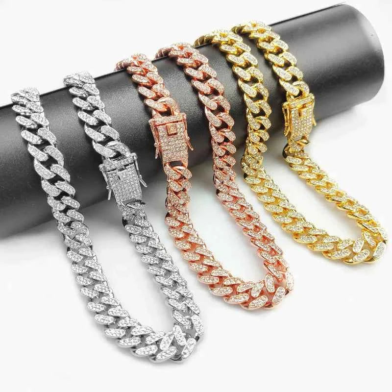 Luxury Cuban Link Cat Necklace Jewelry Rhinestone Collar Cat Gold Chain Kitten Wedding Prom Costume Accessories for Cats Puppy