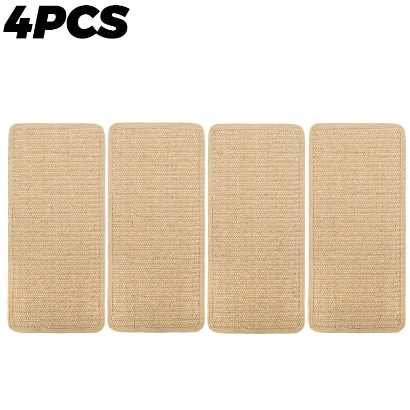 1/4PCS Cat Scratcher Mats Natural Sisal Anti-slip Cat Scratching Pads Furniture Carpet Wall Protector Pads with Textured Surface