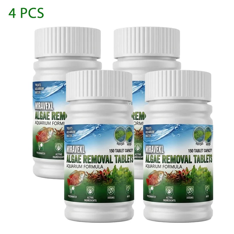 150 Tablets Fish Tank Algae Remover Aquarium Cleaner Rapid Green Water Treatment Algae Control Chips for Pond & Tank