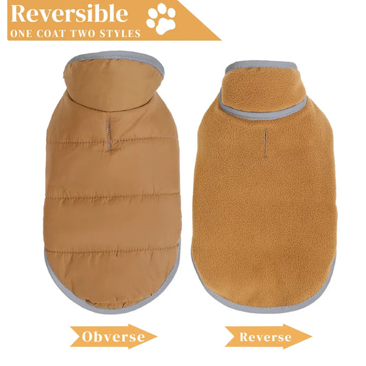 Fleece Warm Pet Clothes For Winter Reversible Cat Jacket With Leash Hole Reflective Waterproof Pets Coat For Puppy Cats Sphynx - Play Paws Toys