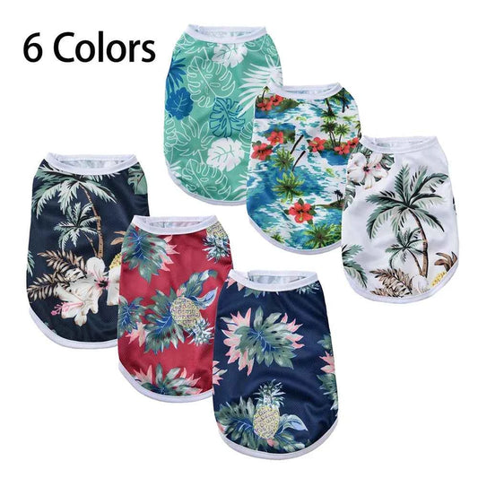 Summer Cat Clothes 3PCS Pet Cooling Vest Set for Puppy Kitten Soft Breathable Lightweight Cats Apparel Hawaiian Style Shirts