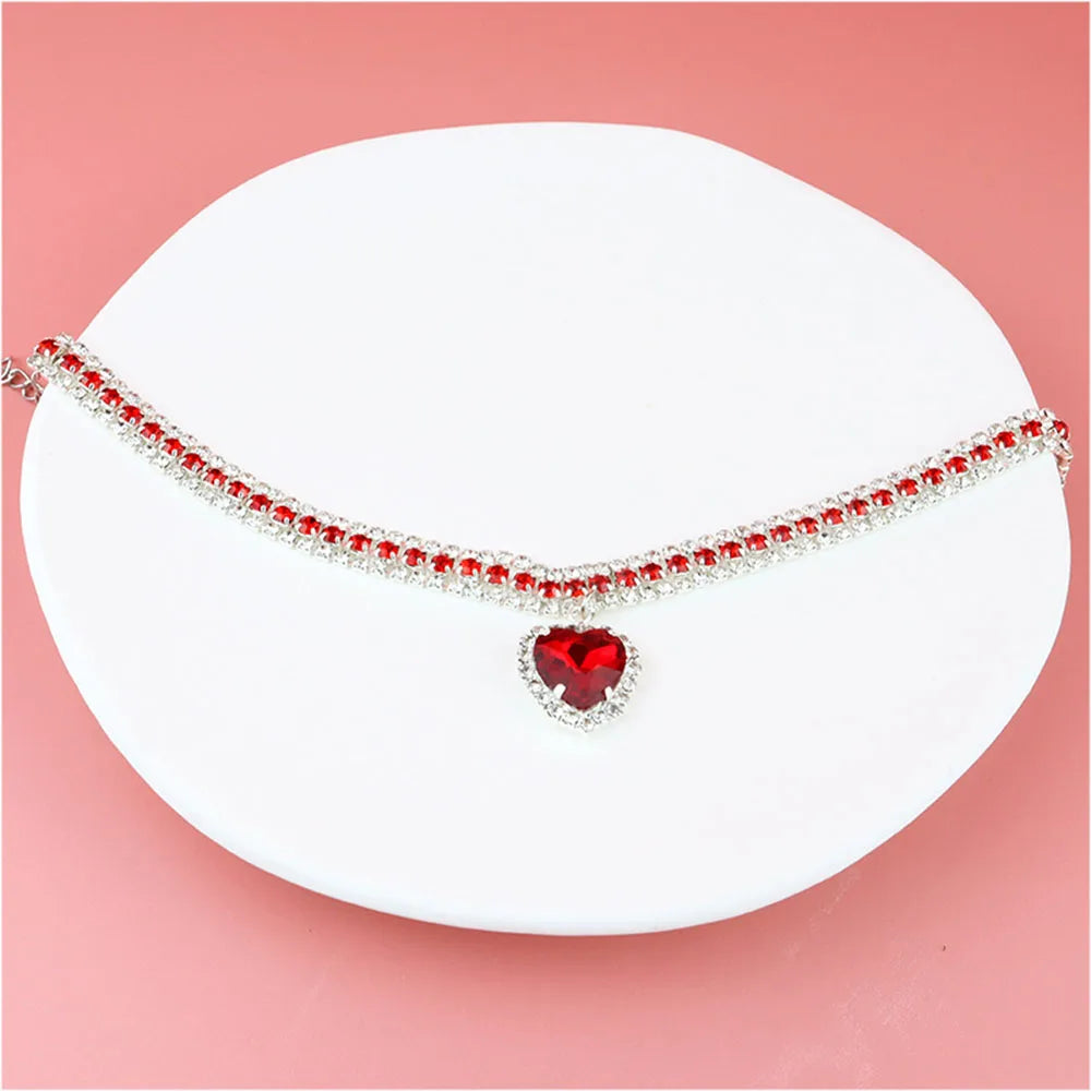 Cat Rhinestone Diamante Collar Necklace for Kitten Cute Bling Pet Accessories for Cat Puppy Doggy Crystal Pendant Diamond Collar