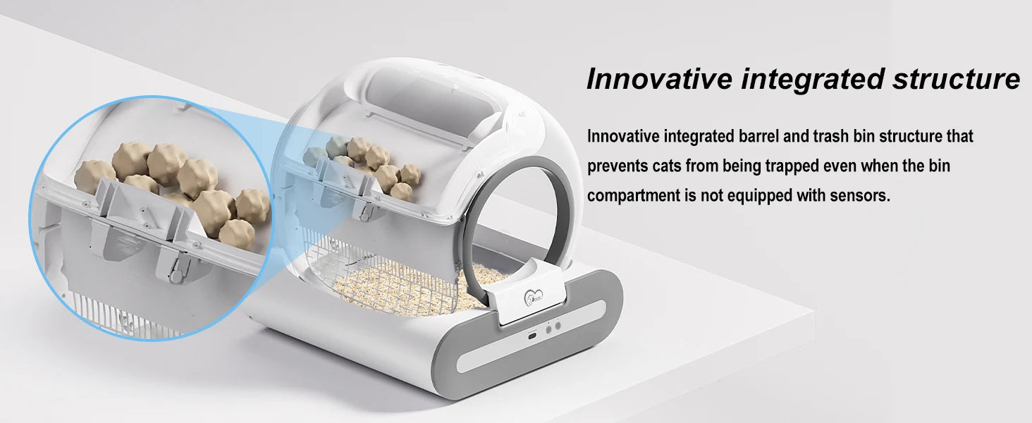 DOEL 65L Self-Cleaning Cat Litter Box App Control, ONLY Supports 2.4G WiFi w/Litter Mat&Trash Bags, Fit for Tofu & Mixed Litter - Play Paws Toys