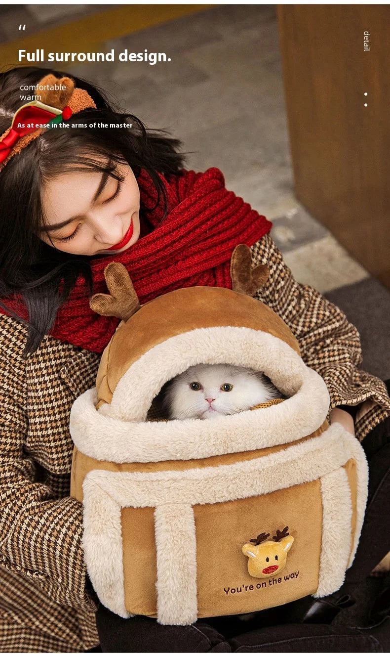Portable Pet Cat Fall And Winter Speculation Handbag Warm Backpacks Dog Bag Autumn And Winter Warm And Windproof  Crossbody Bag - Play Paws Toys