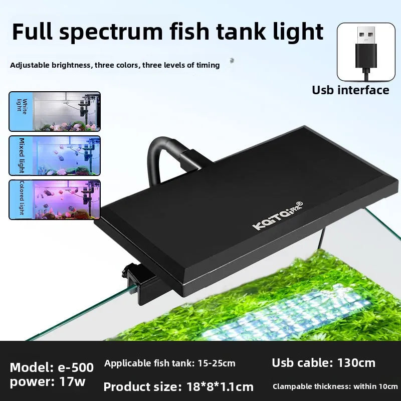 Rgb Led Fish Tank Color Changing Ornamental Light Three Color Dimming Full Spectrum Plant Water Grass Light Usb Timing Function