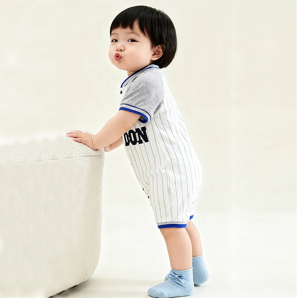 Baby jumpsuit summer thin baby robe short-sleeved cotton romper newborn baby clothes