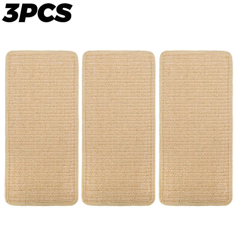 1/4PCS Cat Scratcher Mats Natural Sisal Anti-slip Cat Scratching Pads Furniture Carpet Wall Protector Pads with Textured Surface