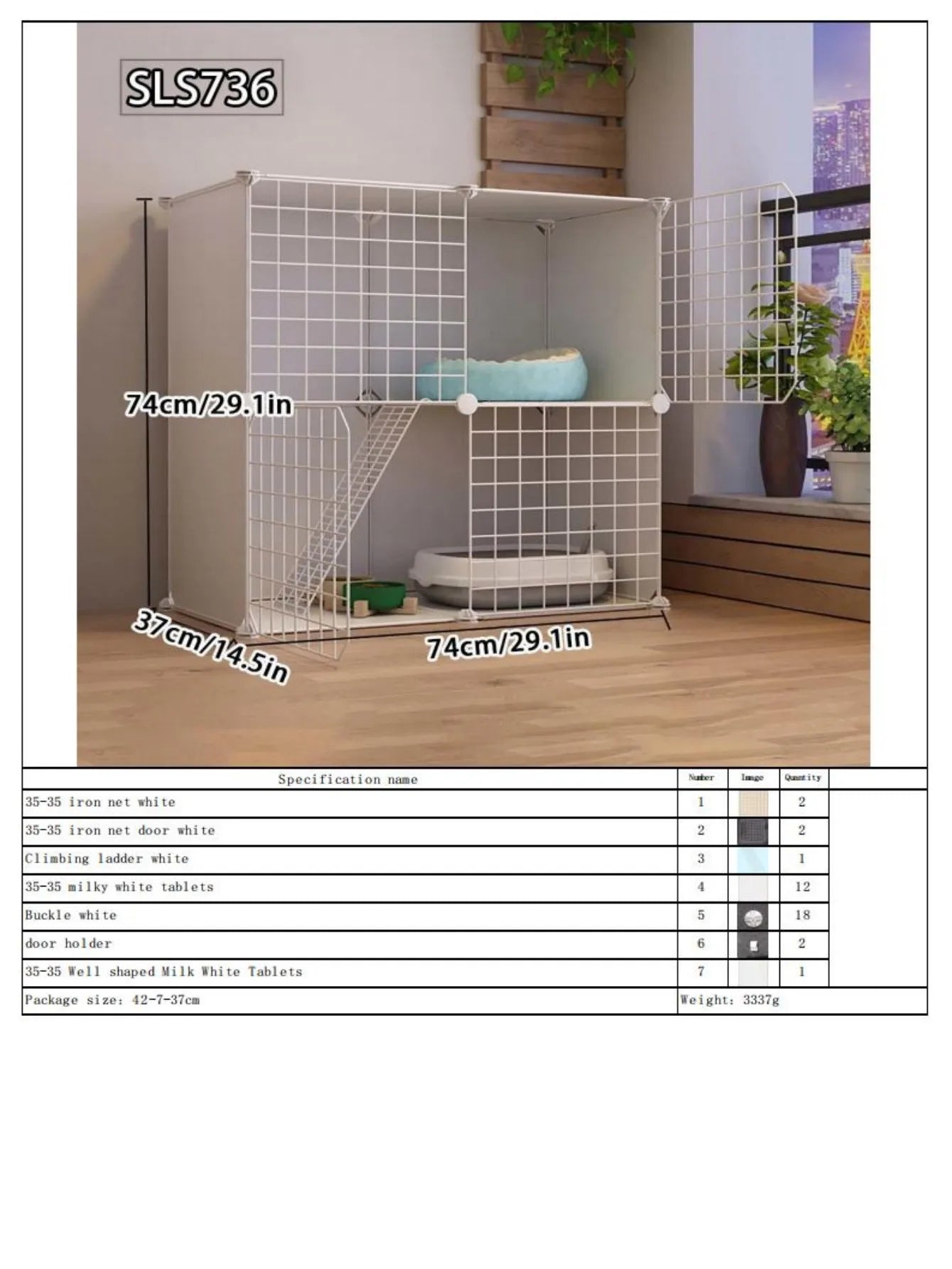 Cat Cage for Home Use, Indoor Free Space Cat House, Cat Shelter, Cat Nest, Pet Cage, Three-Story Small Cat Villa - Play Paws Toys
