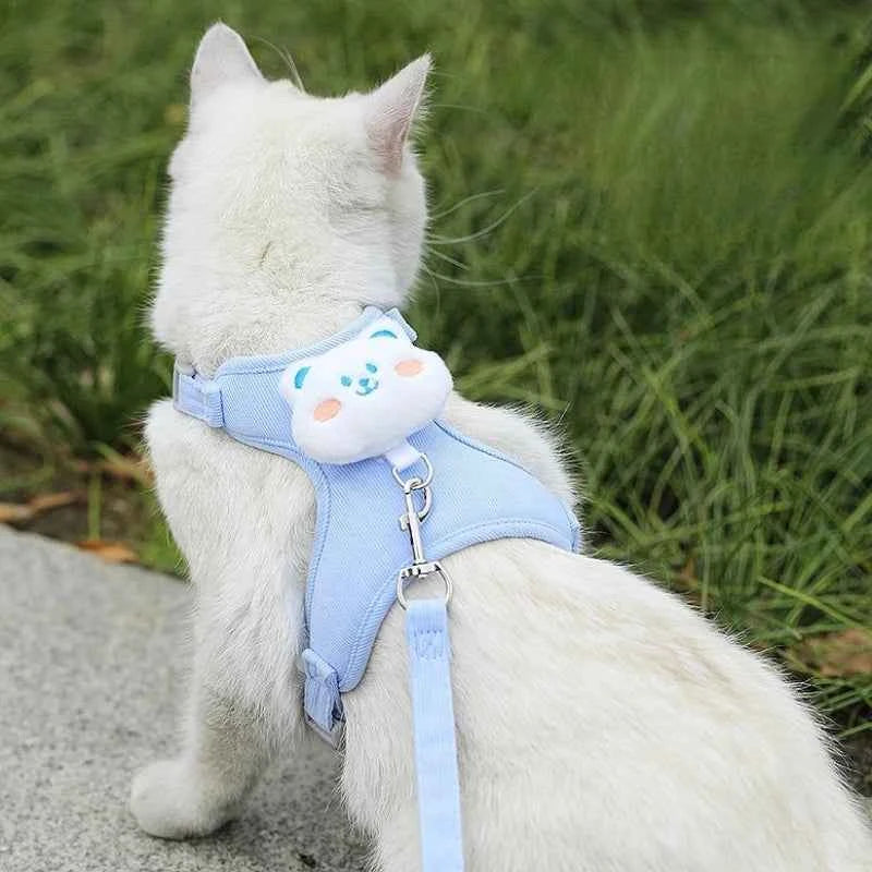 Adjustable Cat Harness Leash for Outdoor Travel Walking Soft and Breathable Pet Harnesses for Cat Kitten Puppy