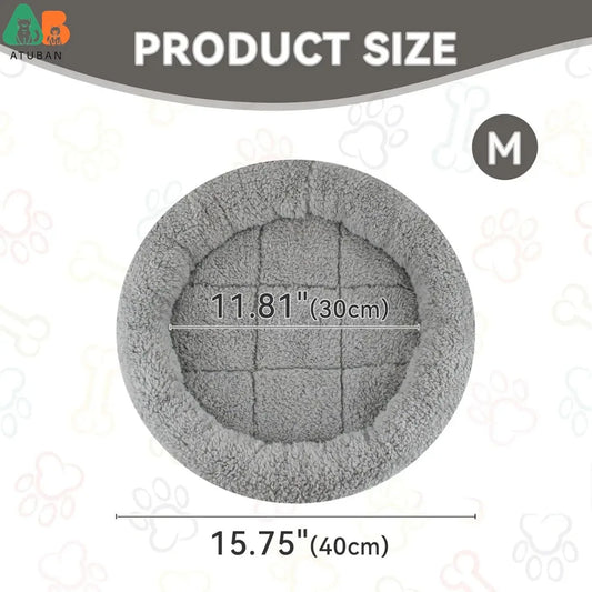 ATUBAN Cat Bed for Indoor Cats, Round Cat Bed for Curl Sleep Basic Pet Mat Wahable Bed for Small Puppy Cats Rabbit, Medium - Play Paws Toys