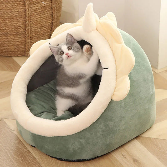 Deep Sleep Cat Bed Cartoon Pet Bed Foldable Removable Washable Pet Sleeping Bed for Small Dog Mat Bag Cave Cats Bed - Play Paws Toys