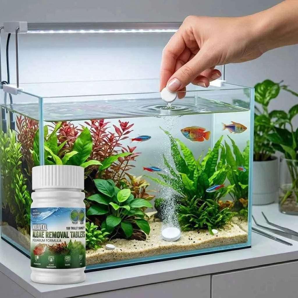 150 Tablets Fish Tank Algae Remover Aquarium Cleaner Rapid Green Water Treatment Algae Control Chips for Pond & Tank