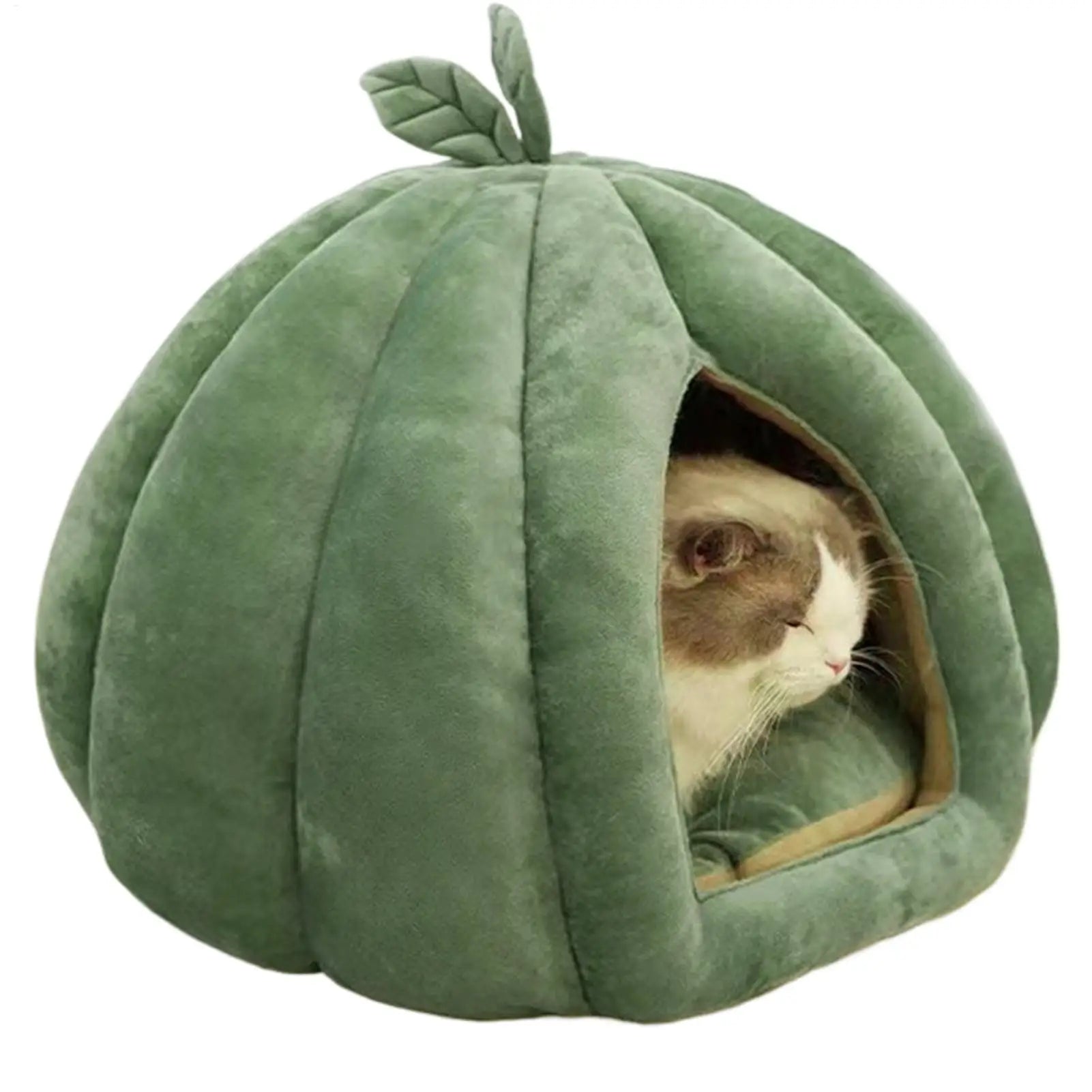 Thickened Halloween Pet Bed Enclosed Cat Nest Warm Cat Bed Pumpkin Shape Pet Sleeping House for Cats Washable Cat Sleeping Bed - Play Paws Toys