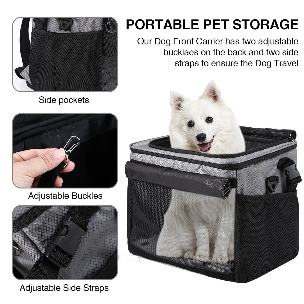 Bicycle Front Basket Pet Dog Carrying Bag Removable Suspension Folding Duffel Bag with 15 Lbs Weight Capacity for Cycling