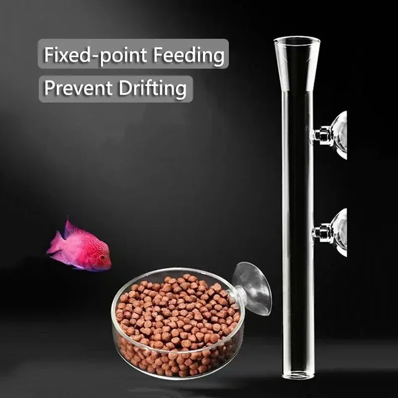 Glass Aquarium Feeder Tube Dish Transparent Fish Tank Shrimp Snail Food Feeder Bowl Aquarium Feeding Accessories Shrimp Feeders