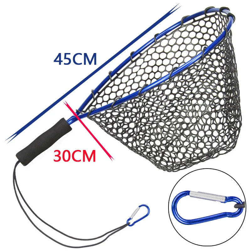 Portable Sea Fishing Long Hand Net Dip Net Folding Lure Nets Pocket Ultra Light for Big Fish Casting Fishing Silicone Mesh Tools