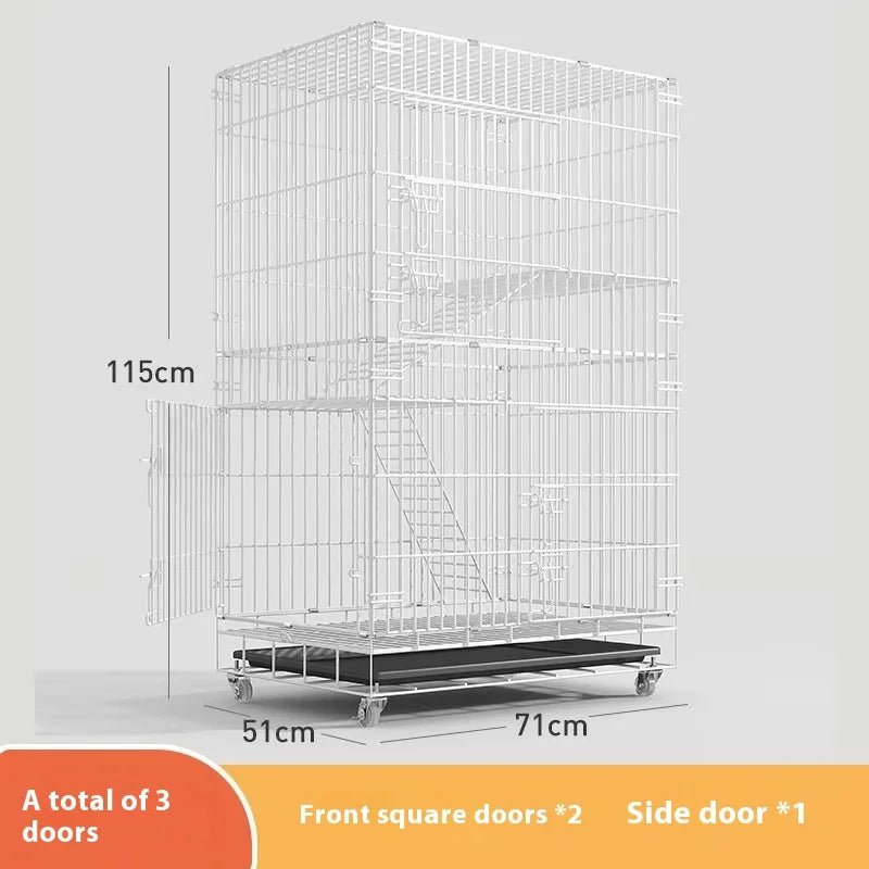 Indoor Cat Villa Cage with Foldable Design Large Multi-Story Cat House Encrypted Pet Cage Furniture for Home - Play Paws Toys