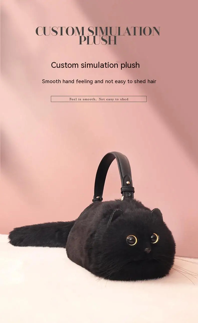 One Shoulder Bag Female Design Small Man Messenger Bag Versatile Hand Made Autumn and Winter Plush Cute Cat Bag - Play Paws Toys