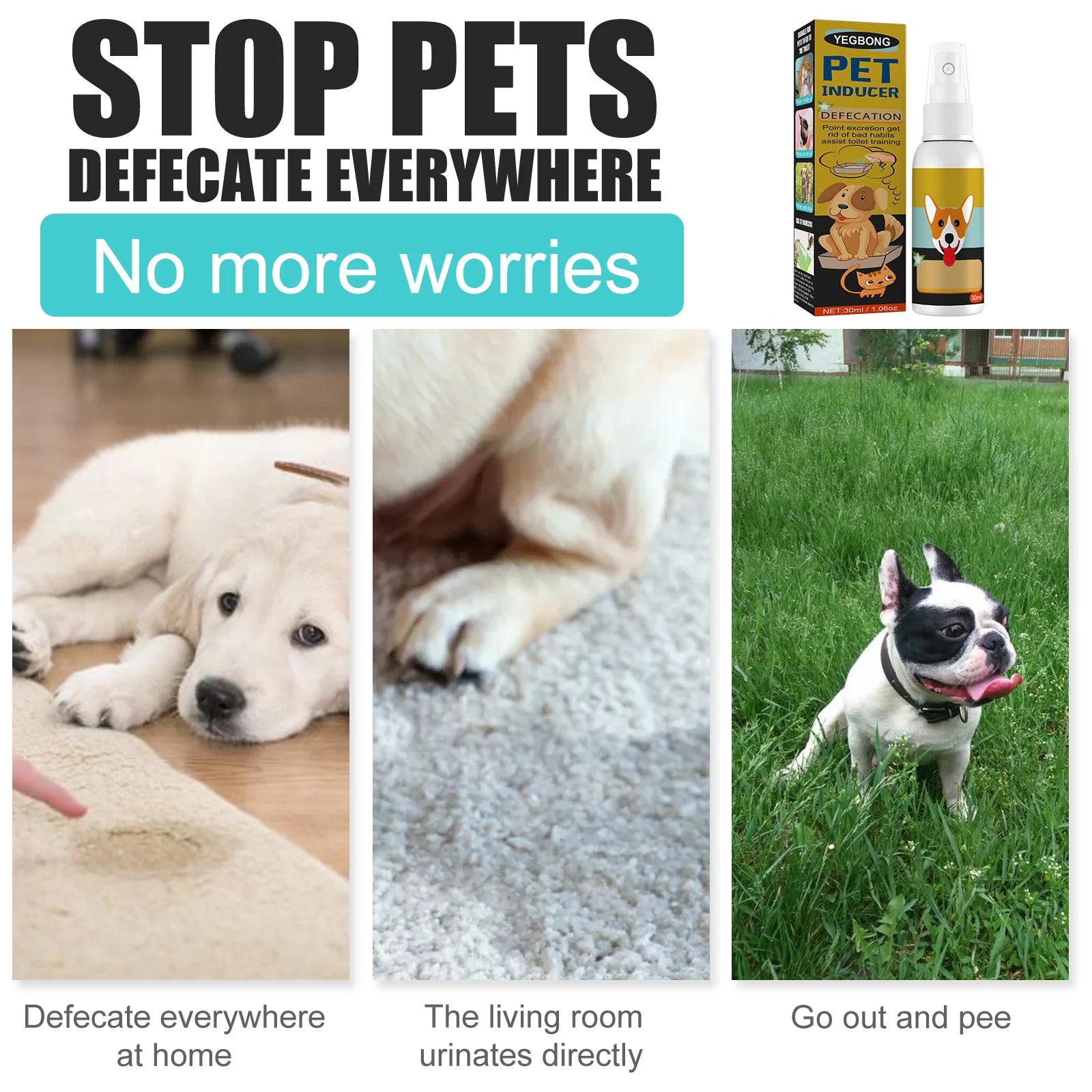 Pet Toilet Training Spray Puppy Positioning Defecation Cats Potty Training Indoor Outdoor Portable Location Dogs Spray Inducer