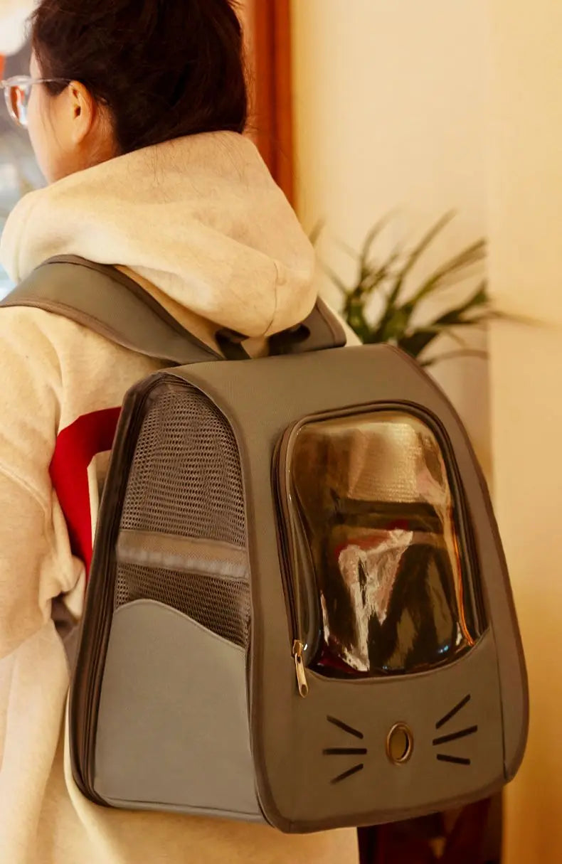 Cat Bag Outing Travel Pet Backpack Cabin Cat Schoolbag Shoulder Cage Multifunctional Bag Car Folding Soothing Anti-scratch - Play Paws Toys