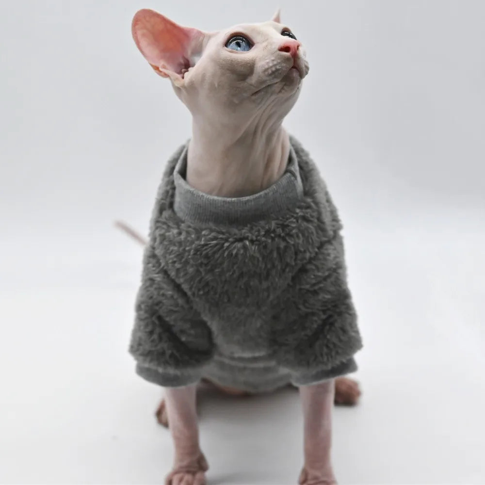DUOMASUMI Soft Double-sided FluffY Winter Jacket Warmth Coat for cat Thickening Sphinx Sphynx Cat Clothes  Hairless Cat Outfits - Play Paws Toys