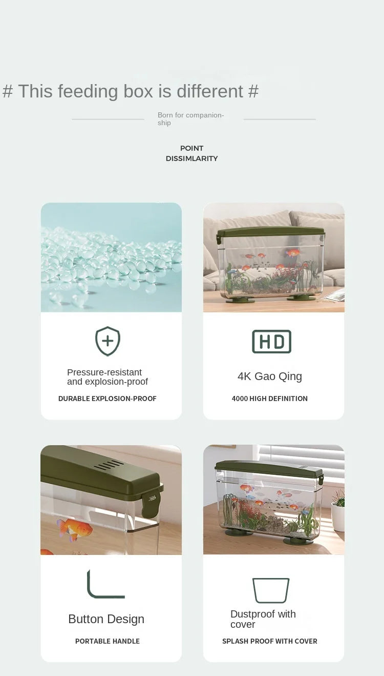 PET Aquariums Shrimp Cover Small Fish Shrimps Turtle Tank Insect Specialized Container Mini Portable Ecosystem Watertank