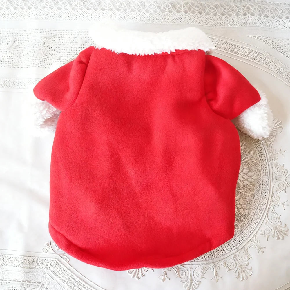 Christmas Dog Santa Claus Outfits For Small Medium Dogs Funny Cosplay Costume Cat Clothing Dressed Up Yorkshire Pug Pet Clothes