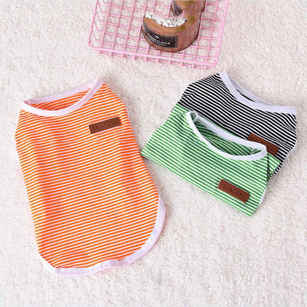 Summer Cat Dog Vest Classic Stripes Pet Sleeveless T-shirt for Small Dogs Cats Kitten Sphynx Clothing Outfit ropa para gatos