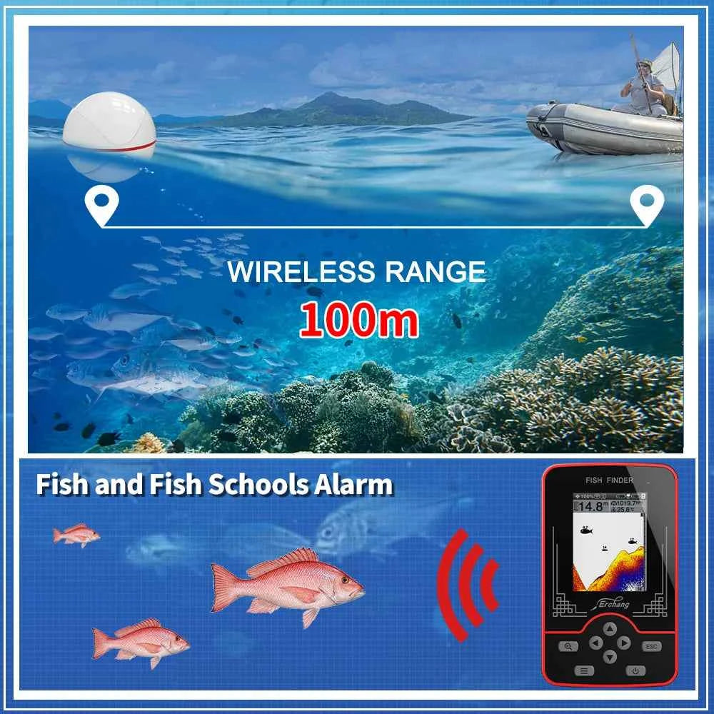 Erchang F13 Wireless Sounder Fish Finder Rechargable 100m Distance Lake River Sea Fishing