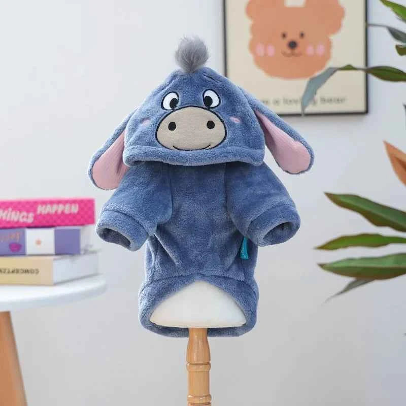 Creative Cosplay Clothes for Small Medium Dogs Bear Tiger Animal Flannel Cat Hoodie New Year Winter French Bulldog Puppy Outfits