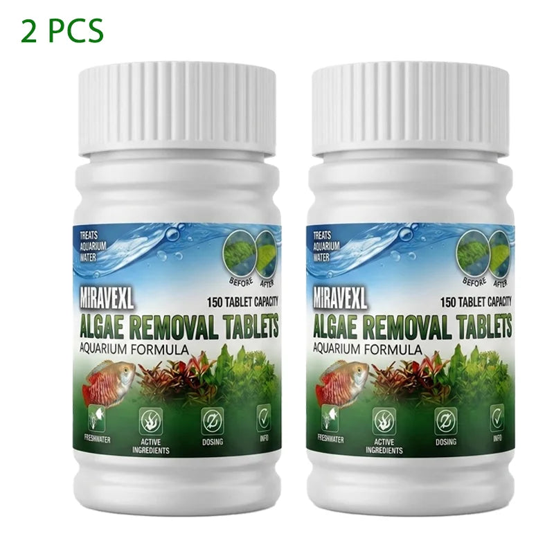 150 Tablets Fish Tank Algae Remover Aquarium Cleaner Rapid Green Water Treatment Algae Control Chips for Pond & Tank