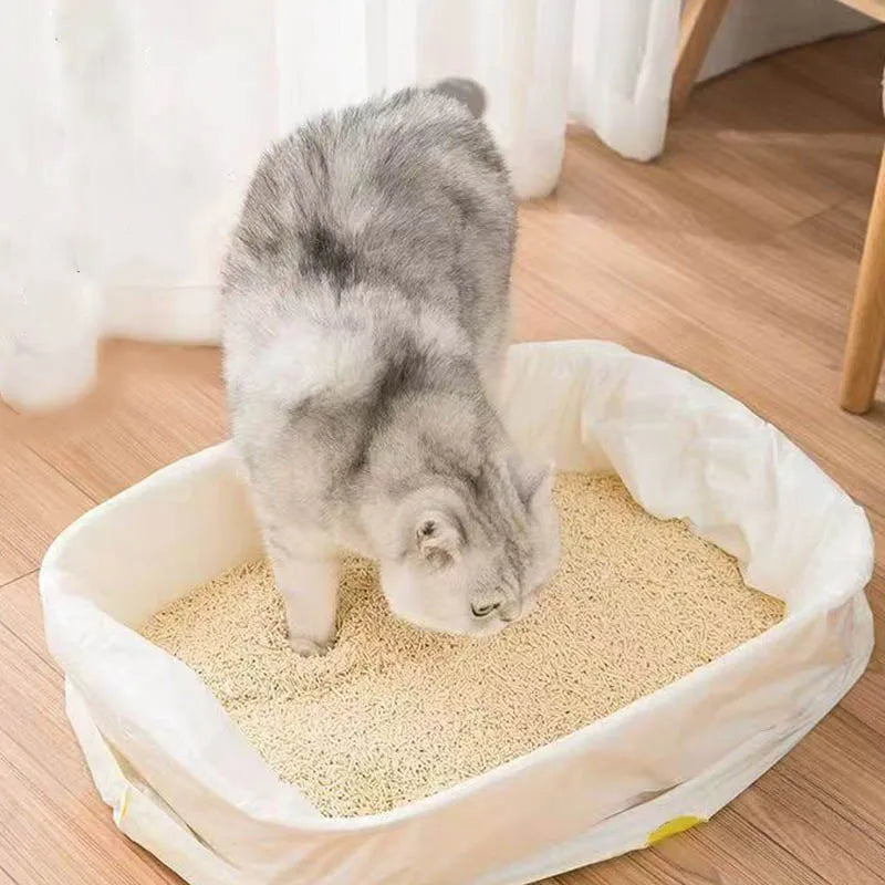 1/2/3Rolls Disposable Cat Litter Bags Disposable Pet Waste Bag with Drawstring Quick Clean Portable Cat Litter Box Liners Bags