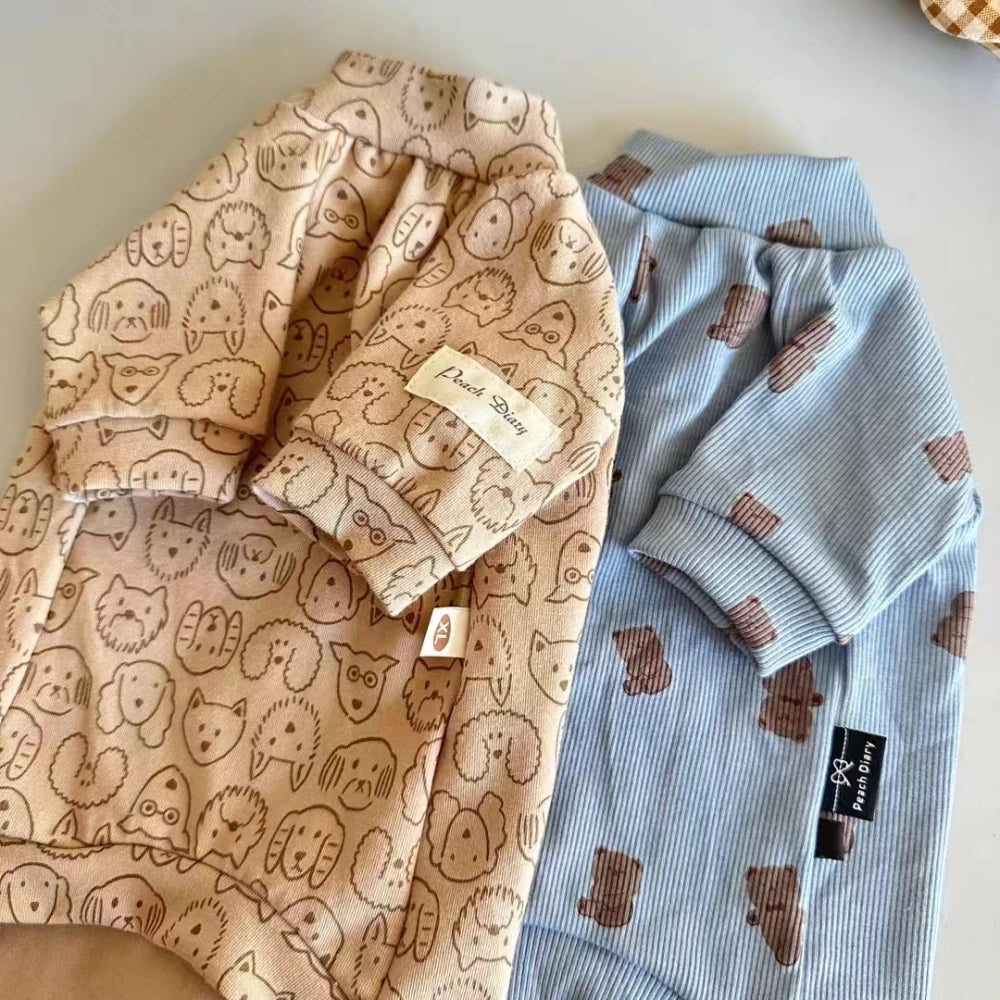 Soft Cotton Long Sleeves Shirt for Sphinx Cat Spring Autumn Cute Sweet Pink Green Coat for Cats Winter Sweatshirt for Devon Rex - Play Paws Toys