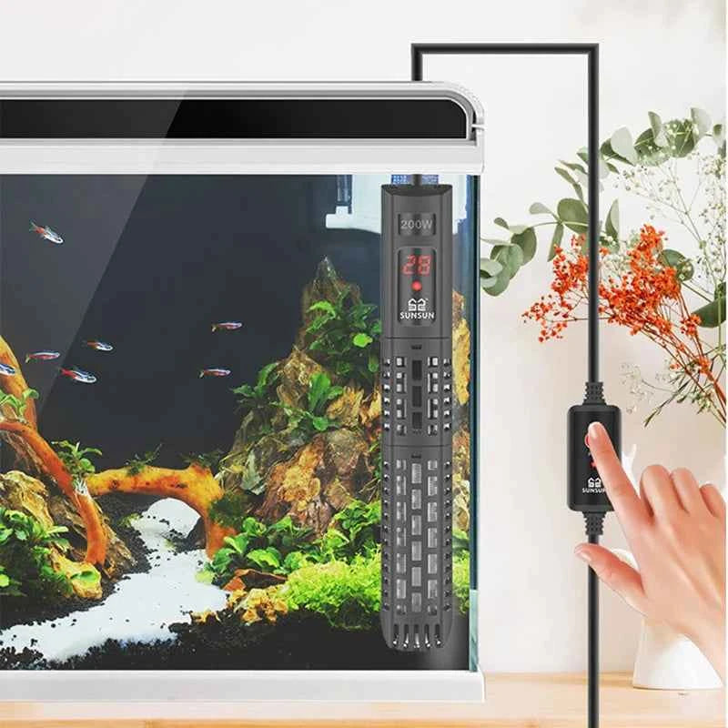 SUNSUN Aquarium Submersible Heater Fish Tank Quartz Glass LCD Display 220V Digital Heating Rod Constant Temperature Control