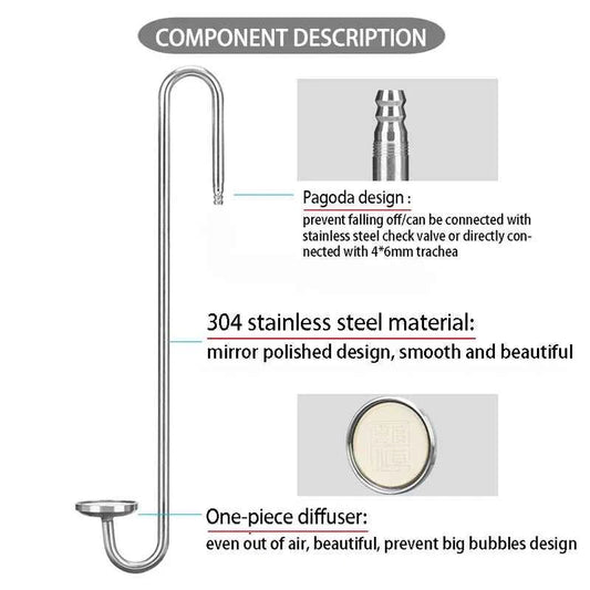 Aquarium CO2 diffuser stainless steel material atomizer ceramic disc CO2 diffuser accessories for aquatic plant growth