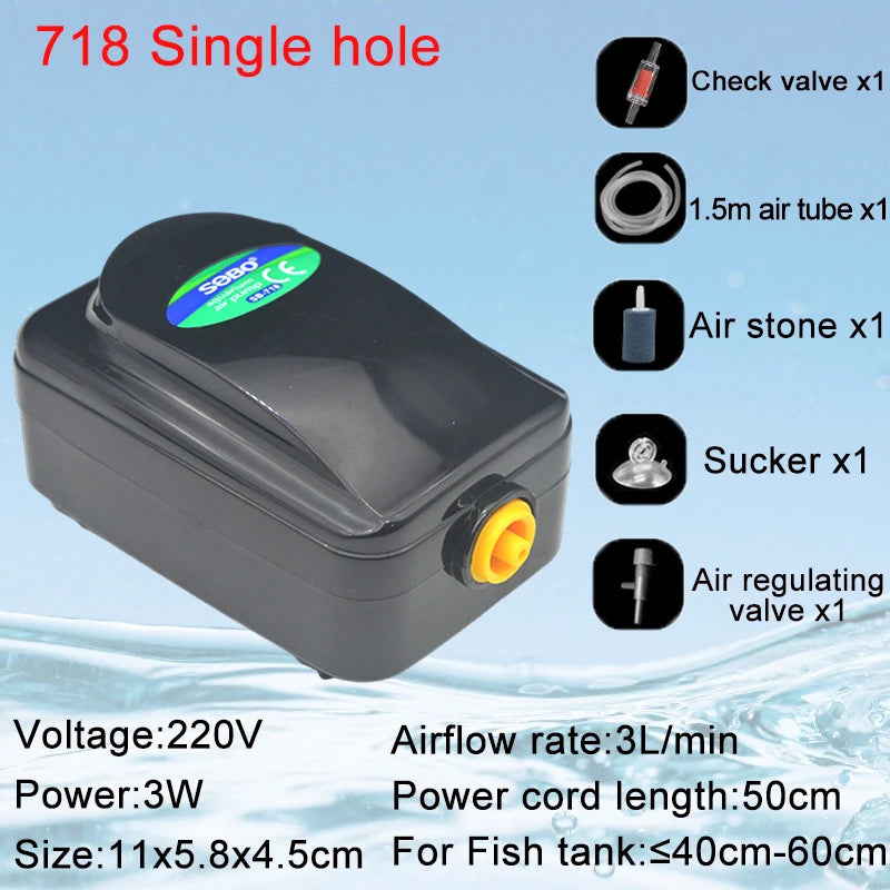 SOBO Silent Aquarium Oxygen Air Pump Fish Tank Adjustable Air Volume High Power Oxygenator Air Compressor Aerator 220v