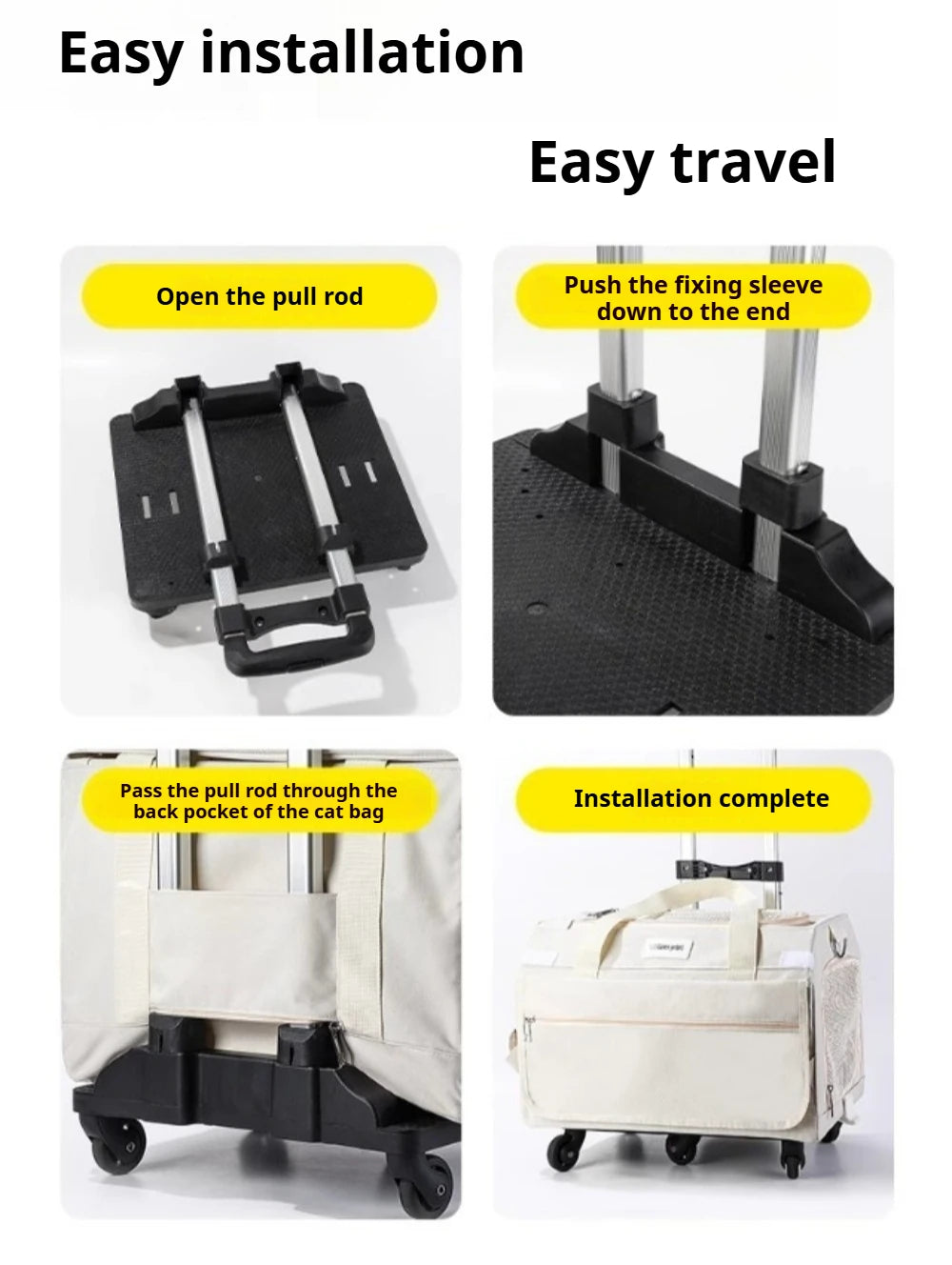 Double Layer Breathable Pet Carrier with Wheels Foldable Outdoor Travel Cat Trolley Case for Two Cats Portable Pet Trolley bag - Play Paws Toys