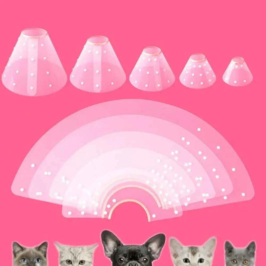 Transparent Cat Recovery Collar Adjustable Anti-licking Cat Elizabethan Collar Anti-bite Plastic Dog Neck Cone For Dog Cats