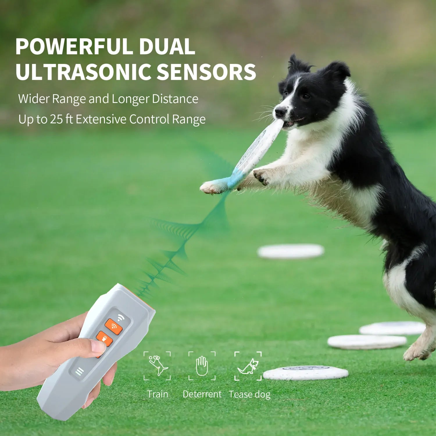 New handheld portable non-barking device led light flash ultrasonic trainer flashlight lighting dog training device