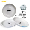 Oitabi 3PCS No Spill Cat Bowls Sets, Cat Food Bowl, Anti Whisker Fatigue Ceramic Cat Dishes Set, Shallow Wide Kitten Plates - Play Paws Toys