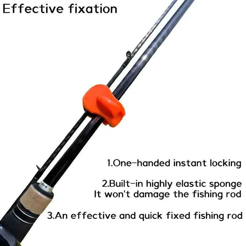 2Pcs Quick-Attach Fishing Rod Clip, Tool-Free One Hand Holder Secure Grip for Freshwater Rods Tackle Organizer