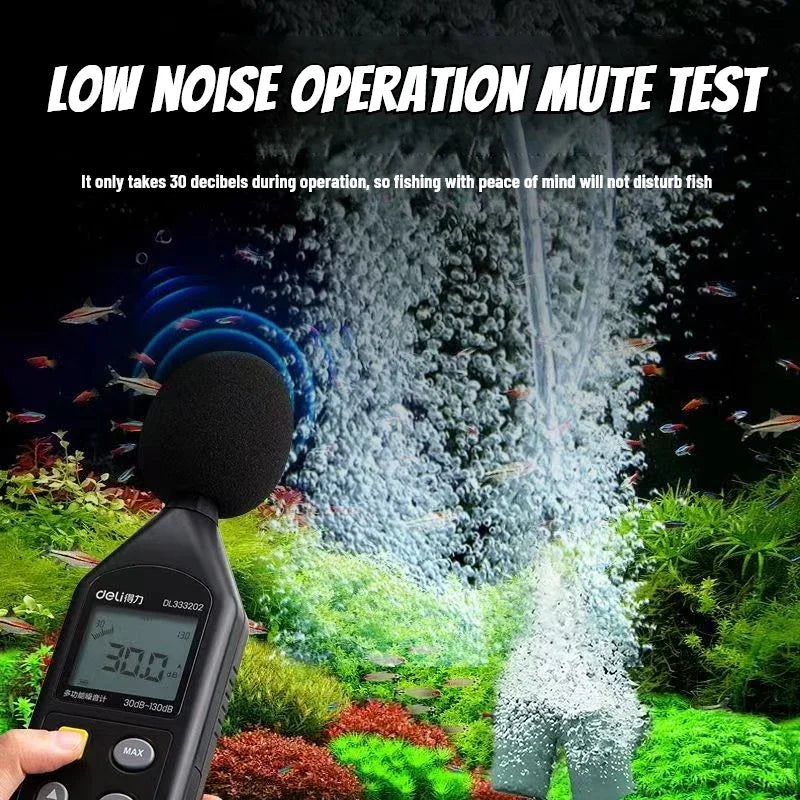 5W USB Rechargeable Oxygen Pump for Outdoor Fishing/Aquarium, Portable Aerator with 48H Runtime for Night Fishing