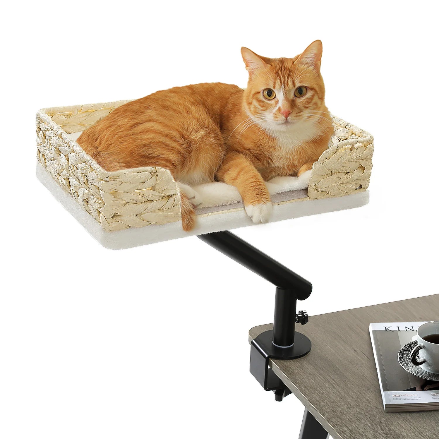 Cat Desk Bed, 360° Rotatable Cat Bed Stand for Indoor Cats, Adjustable Cat Basket, Cats Hammock for Table, Soft Cat Bed for Desk - Play Paws Toys