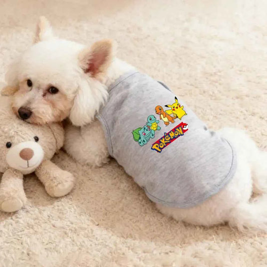 1pc  Pokémon Family print pet vest, soft and comfortable sleeveless T-shirt for cats and dogs