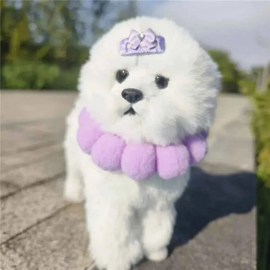 New Soft 3cm Plush Ball Handmade Pet Dog Collar Cartoon Solid Color Cat Necklace Decoration Poodle Samoyed Bichon Accessories
